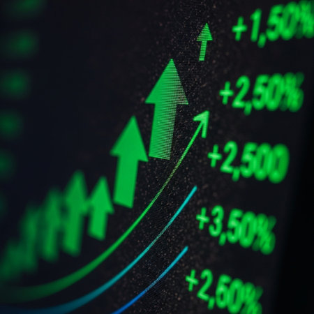 Stock market data on LED display. Abstract stock market data on LED display. Stock market data on LED display. Stock market data on LED display.の素材