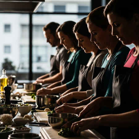 Editorial cinematic image showing the side profile silhouette of a diverse group of adults attendingの素材