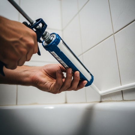 A detailed, low-angle, cinematic close-up shot showing a person's hand expertly applying a thick beaの素材