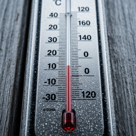 Thermometer on a black wooden background. Close-up.の素材