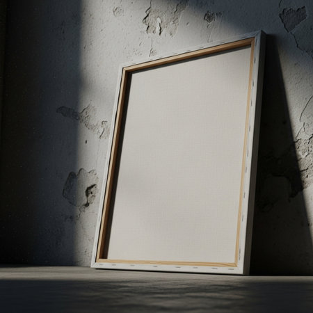 Blank picture frame on concrete wall. Mock up, 3D Renderの素材