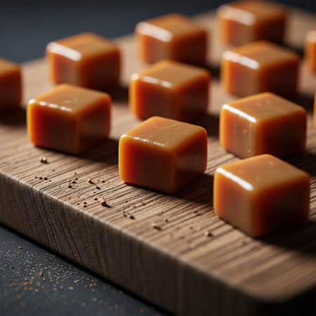 An editorial, cinematic photograph capturing an over-the-shoulder view of high-end, artisan gourmetの素材