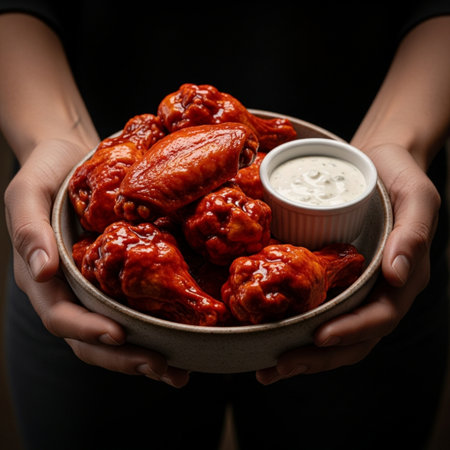 An editorial, cinematic wide angle photograph capturing hands holding a rustic bowl overflowing withの素材