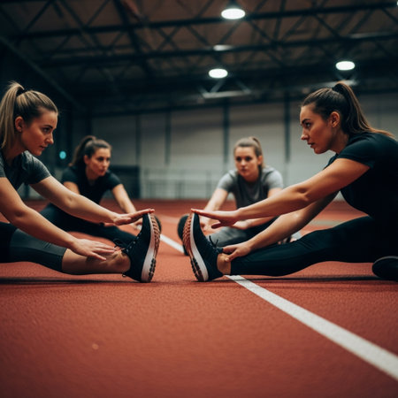 Cinematic editorial photograph capturing a critical moment of preparation: a small, diverse team ofの素材