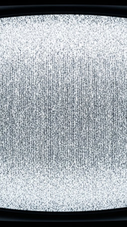 A striking vertical portrait of a television screen from a vintage CRT monitor, focused entirely onの素材