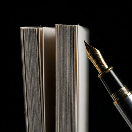 A minimalist, high-contrast still life featuring a stack of blank, cream notecards and a vintage fouの素材