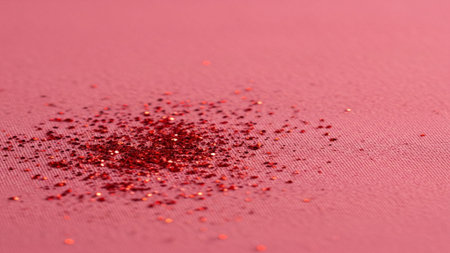 Red glitter on a pink background. Shallow depth of field.の素材