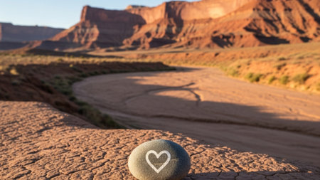 Valentine's Day heart on stone in Valley of Fire Nevadaの素材