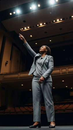 A striking vertical composition utilizing an extreme low-angle perspective to capture the commandingの素材