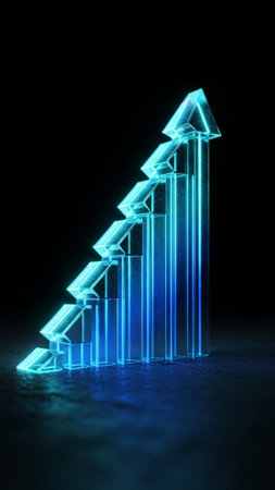 Editorial vertical composition (9:16) capturing abstract technological or financial growth. A polishの素材