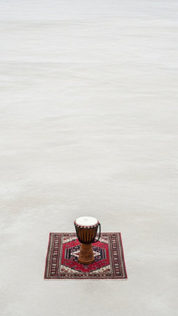 Arabic drum on a carpet on the bank of the river.の素材