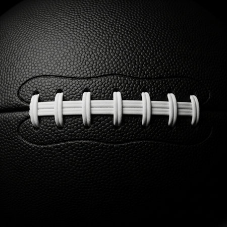 A powerful, centered, high-definition macro shot detailing the interlocking texture of a new footbalの素材