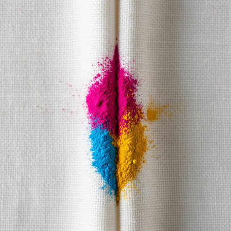 A Hero Detail focused on the intricate texture of white linen cloth where a blend of colorful dry poの素材