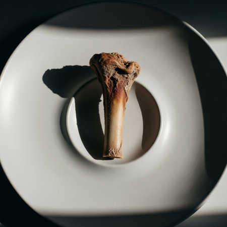 A tightly framed, high-contrast close-up shot focused exclusively on the symbolic Zeroa (shankbone)の素材