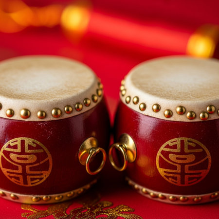 A tightly framed, square close-up focusing intensely on the surface and side ornamentation of two deの素材