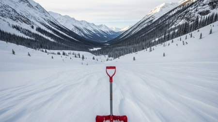 A panoramic, extreme wide shot depicting the overwhelming vastness of a frozen wilderness. A singleの素材