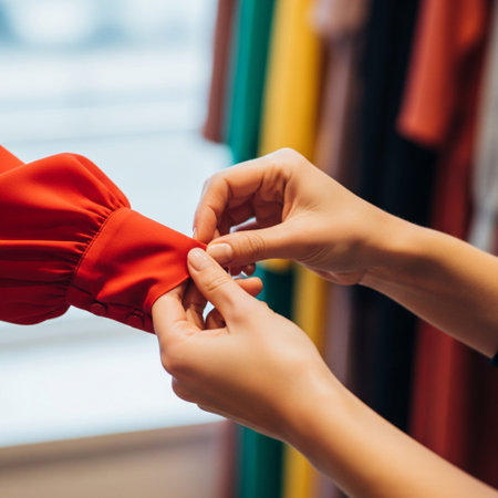 This extreme close-up, square composition captures the intimate, tactile moment of selection. The foの素材