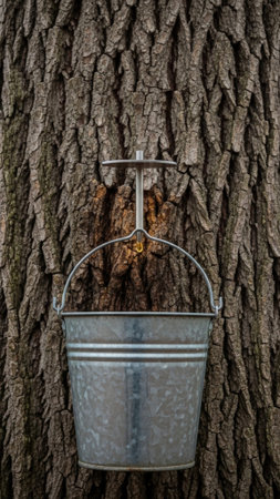 An editorial quality, tall vertical photograph (9:16) capturing the traditional method of collectingの素材