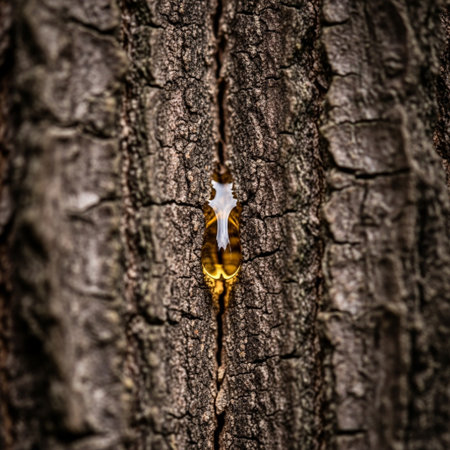 An intimate, symmetrical close-up capturing the precise moment of seasonal transition. The square frの素材