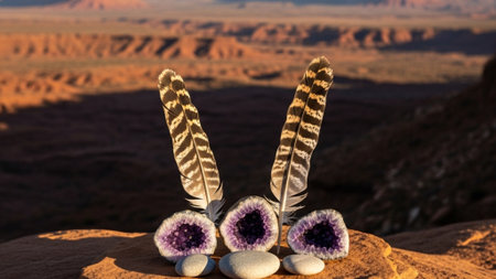 An ultrawide, cinematic photograph capturing a small, symbolic arrangement of natural elements (uncuの素材