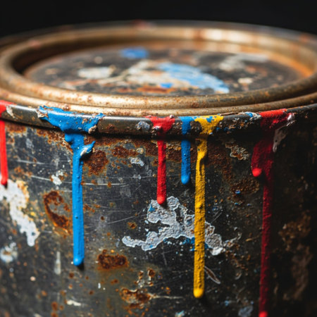An intimate, square-framed hero detail still life focusing on the textural complexity of discarded pの素材