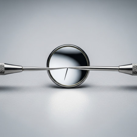 A tightly framed, high-definition square photograph centered on the symmetrical alignment of a sharpの素材