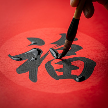 A stunningly detailed, symmetrical close-up shot capturing the precise moment a traditional Chineseの素材