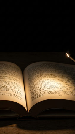 A quiet, deeply textured vertical composition featuring a heavily used book with a small, portable Lの素材