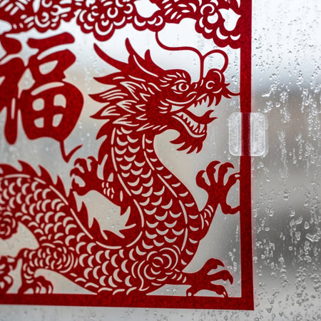 An extreme close-up, tightly framed square photograph showing the complex, symmetric paper cut detaiの素材