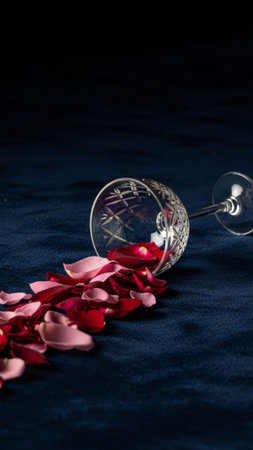 A striking vertical editorial photograph capturing a moment of abandoned luxury. The scene featuresの素材