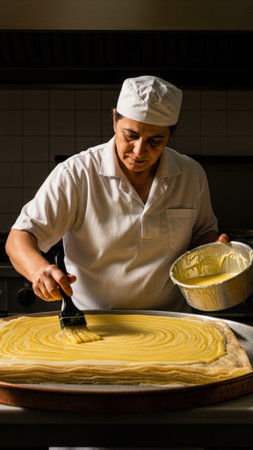 A powerful, vertical editorial photograph capturing the full stature and focused posture of a masterの素材