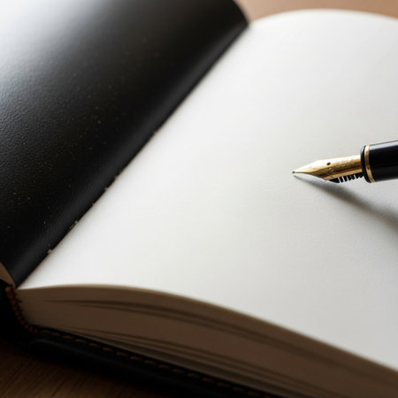 An extreme, square-cropped (1:1) close-up focused solely on the spine crease of an open, leather-bouの素材