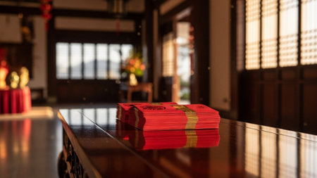 An ultrawide 16:9 cinematic shot capturing the environmental context of Chinese New Year preparationの素材