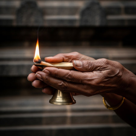 A detailed, intimate close-up capturing the essence of devotion. The square frame focuses intenselyの素材