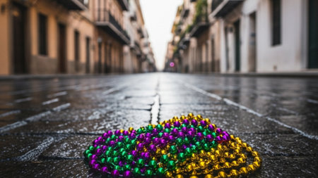 A cinematic wide shot (16:9) capturing the silent, reflective aftermath of a major celebration. A deの素材