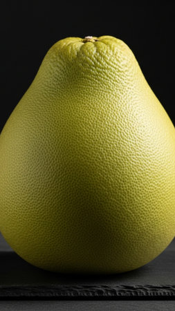 An editorial visual concept featuring a large, intact pomelo fruit, shot specifically for a tall verの素材