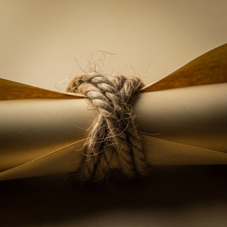 A square, macro-focused image capturing the delicate intersection of rough jute twine and textured,の素材