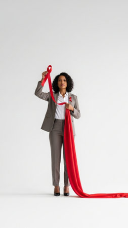 A high-definition, vertical full body stock image featuring a sophisticated woman standing centeredの素材