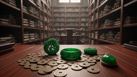 An ultrawide 16:9 cinematic environmental shot of an ancient Chinese scholar's study. The foregroundの素材