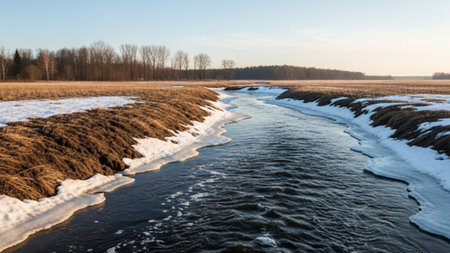 An environmental, cinematic ultrawide photograph (16:9) capturing a vast landscape undergoing the eaの素材