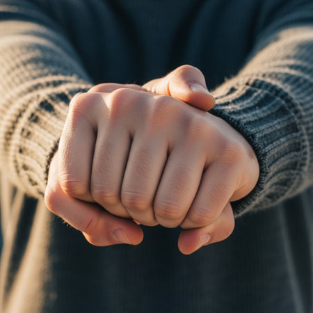 An intimate, high-detail close-up photograph (1:1 aspect ratio) centered solely on the interlaced haの素材