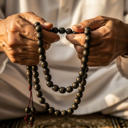 A powerful, tightly framed square composition capturing the intimacy of faith. The central focus isの素材