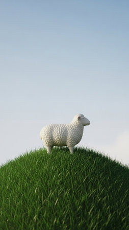 A vertical, tall 9:16 composition featuring a full-body shot of a highly detailed, matte ceramic sheの素材