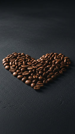 A striking vertical still life composition (9:16) capturing a rustic heart shape formed by loose medの素材