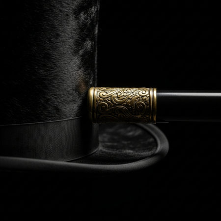 A focused, square 1:1 close-up capturing the textural contrast between the black silk brim of a vintの素材