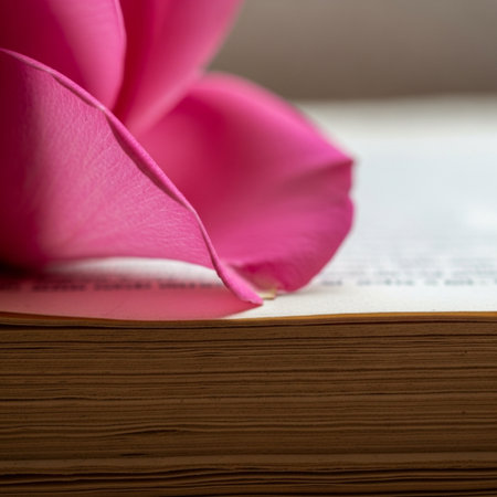 A deeply intimate macro shot capturing the precise moment where the soft, curved edge of a vibrant pの素材