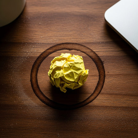 A focused, symmetrical, square, top-down image featuring the aftermath of professional stress: a tigの素材