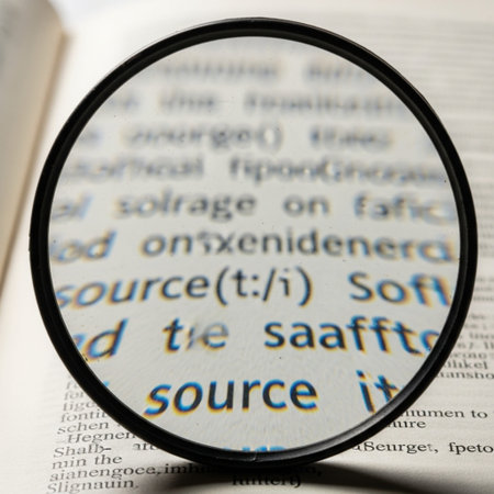 A Hero Detail shot focusing solely on the intersection of a dusty, worn magnifying glass lens and thの素材