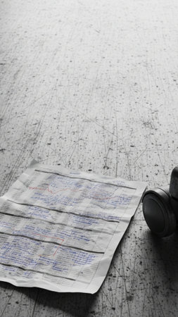 A vertical, wide-angle ground-level shot emphasizing the immediate frustration of discarded work. Thの素材