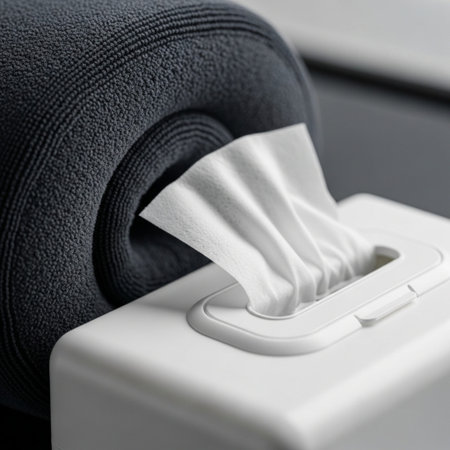 A focused, square (1:1) macro detail shot emphasizing the textural dichotomy between a soft, compresの素材